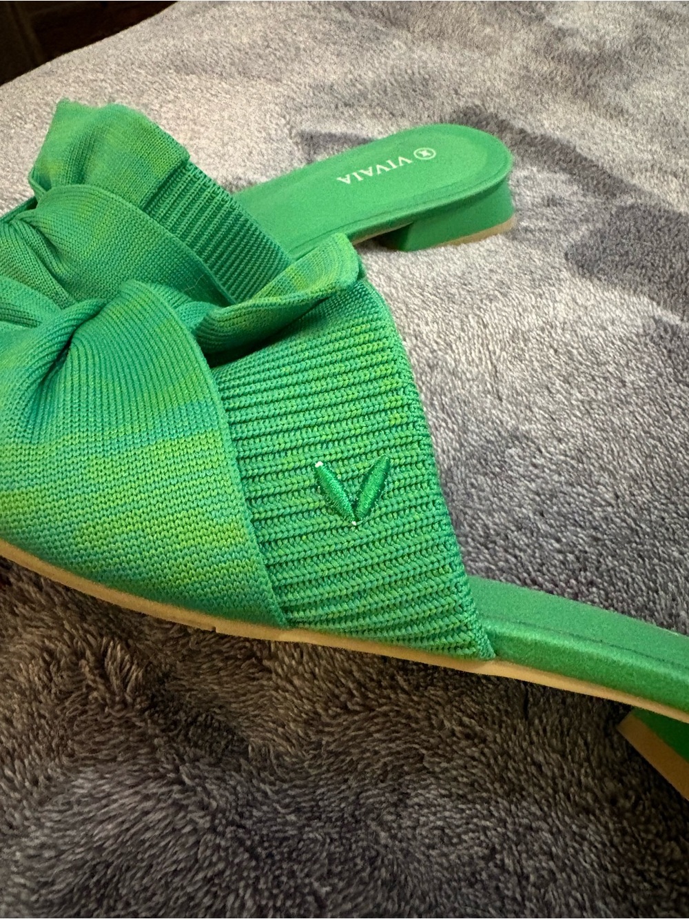 VIVAIA Bright Green Yaffa Pointed-Toe Knot Mules - EU 39 US sz 8 - Picture 8 of 11